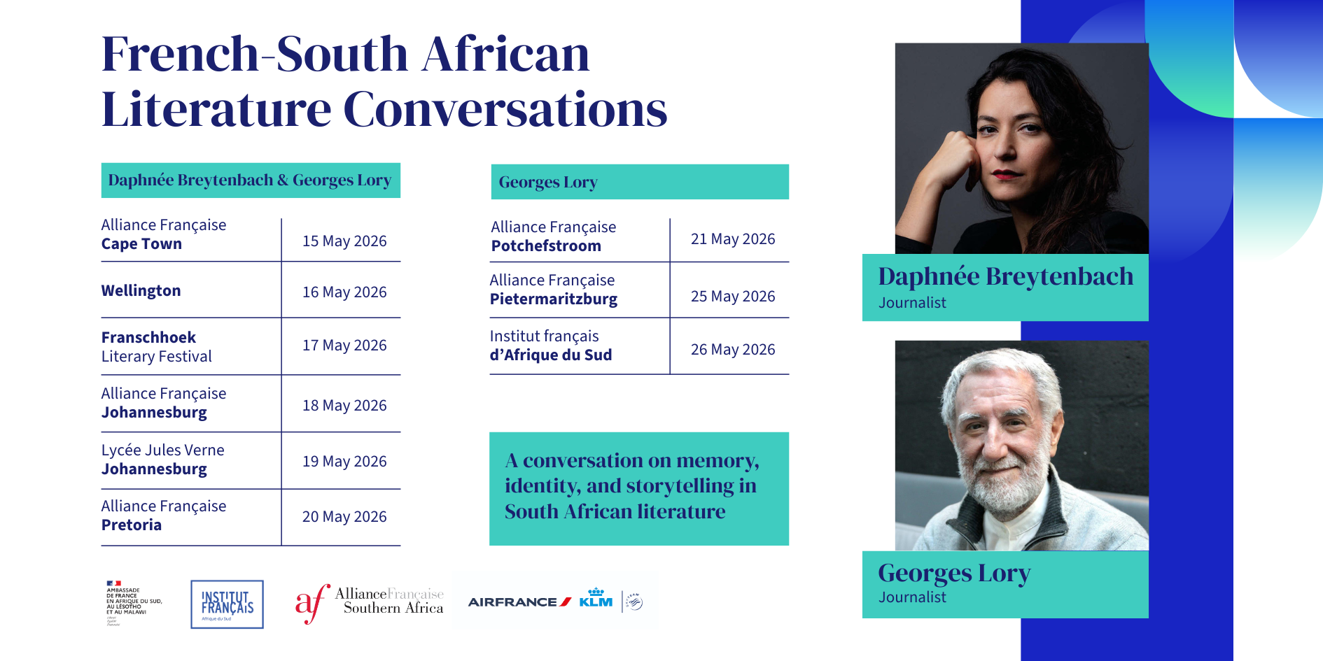 French-South African literature conversations tour: Daphnée Breytenbach & Georges Lory